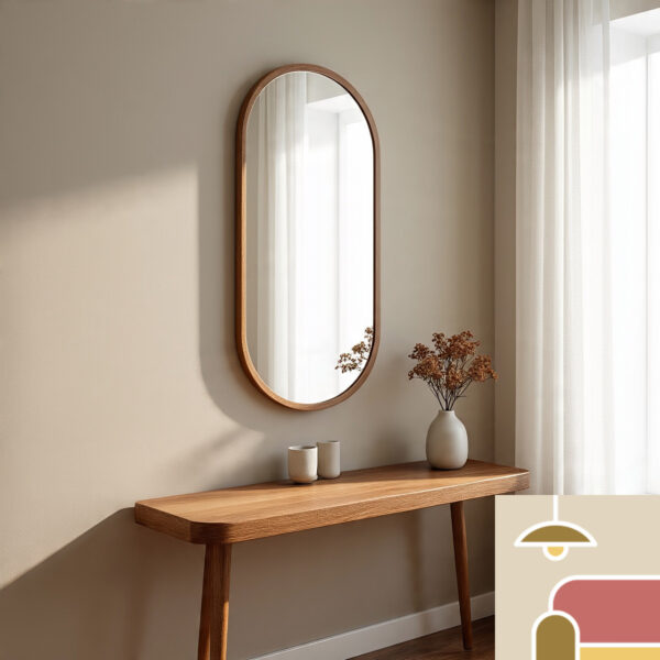 Minimalist Mirror with Walnut Frame